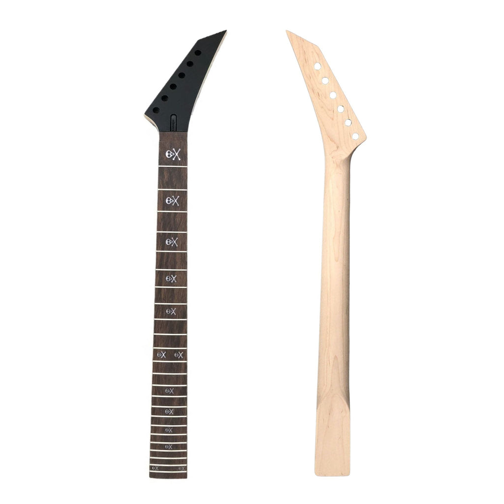 Jackson-Style Guitar Neck, 24 Fret, Maple & Rosewood, Satin Black Headstock, Skull Inlays Guitar Necks from Ploutone