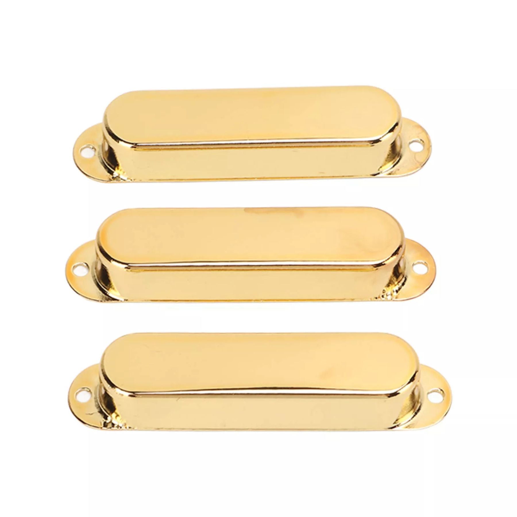 Stratocaster Metal Single Coil Pickup Covers (No Holes) - Gold 3 Pcs - Ploutone