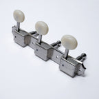 3-On-A-Plate Open-Gear Tuners 3+3 (Nickel / White) – Vintage 9mm Holes Tuning Machine Heads from Ploutone