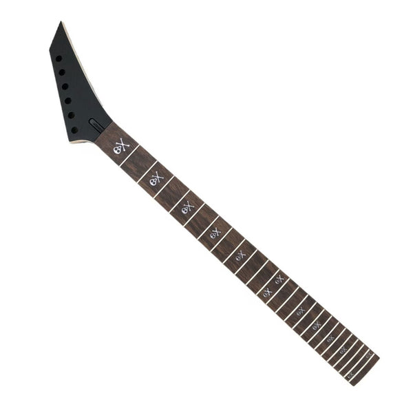 Jackson-Style Guitar Neck, 24 Fret, Maple & Rosewood, Satin Black Headstock, Skull Inlays Guitar Necks from Ploutone