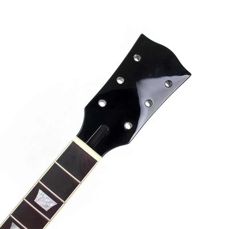 Black Gloss Les Paul-Style Guitar Neck, 22 Fret, Maple & Rosewood Fretboard - Ploutone