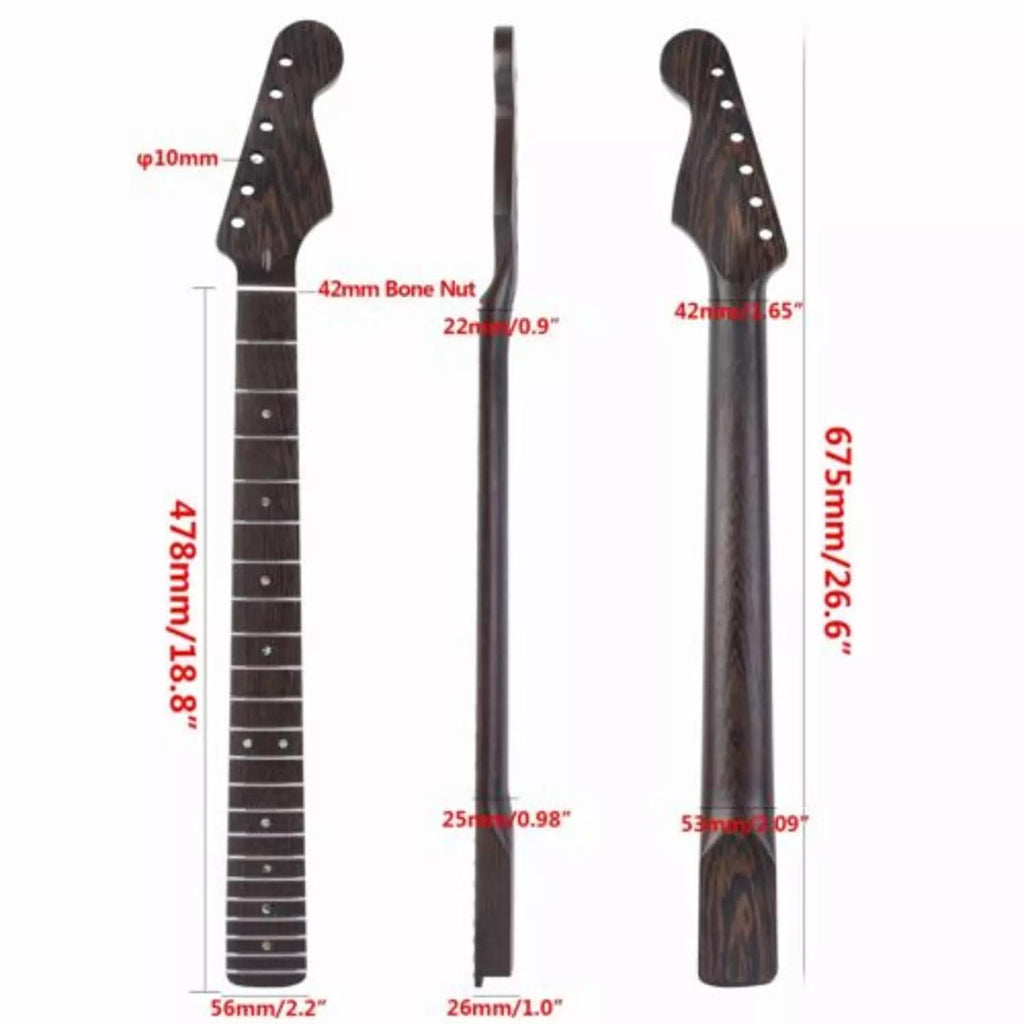 Wenge Strat-Style Guitar Neck, 14" Radius, Wenge Fretboard - Ploutone