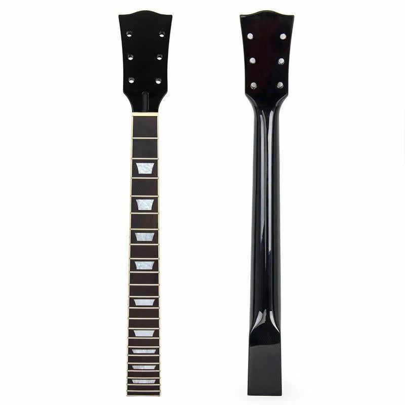 Black Gloss Les Paul-Style Guitar Neck, 22 Fret, Maple & Rosewood Fretboard - Ploutone