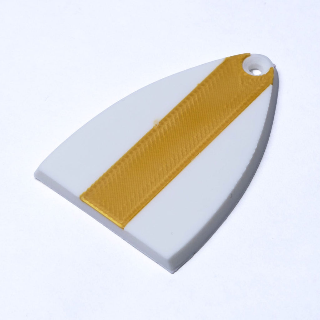 Custom PRS SE Truss Rod Cover – Racing Stripe White & Gold - Ploutone