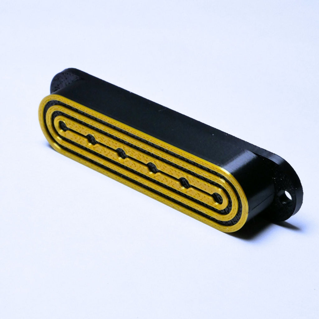 Custom Single Coil Strat Pickup Covers (No Holes) Set of 3 - Black/ Gold - Ploutone