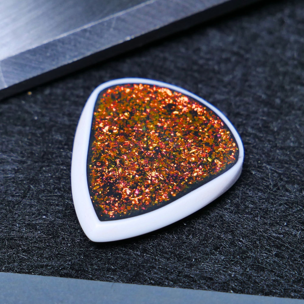 Opus Skalm VALKORE™ Hybrid Series Handmade Guitar Pick - Flame Orange Flake Guitar Picks from Ploutone