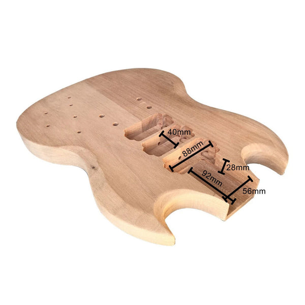 Unfinished SG-Style Guitar Body DIY, Mahogany, HHH Routing Guitar Fittings & Parts from Ploutone