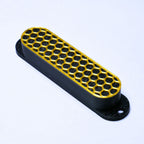 Custom Single Coil Strat Pickup Covers (No Holes) Set of 3 - Black/ Gold Honeycomb - Ploutone