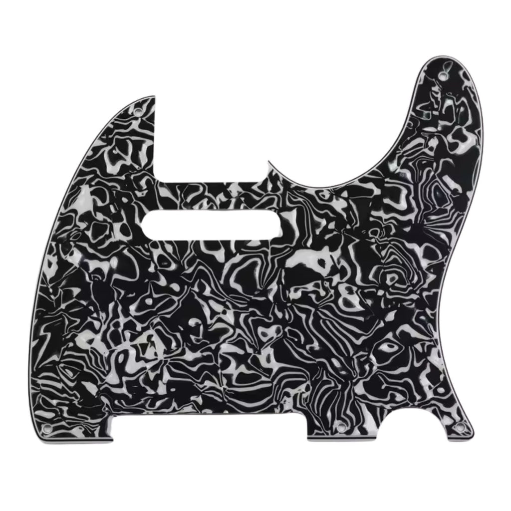 5-Hole Telecaster Pickguard - 4-Ply White & Black Shell SS Telecaster Pickguards from Ploutone