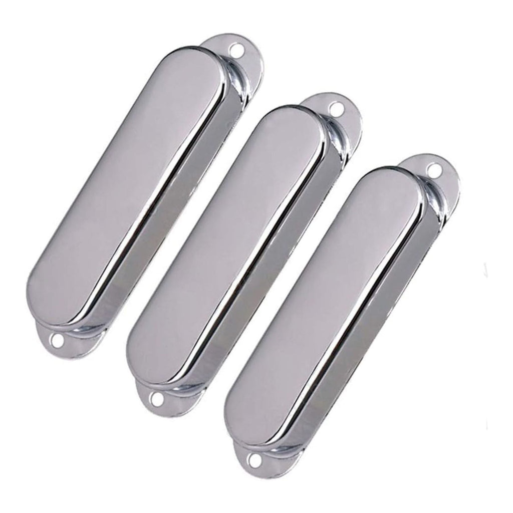 Stratocaster Metal Single Coil Pickup Covers (No Holes) - Chrome 3 Pcs - Ploutone