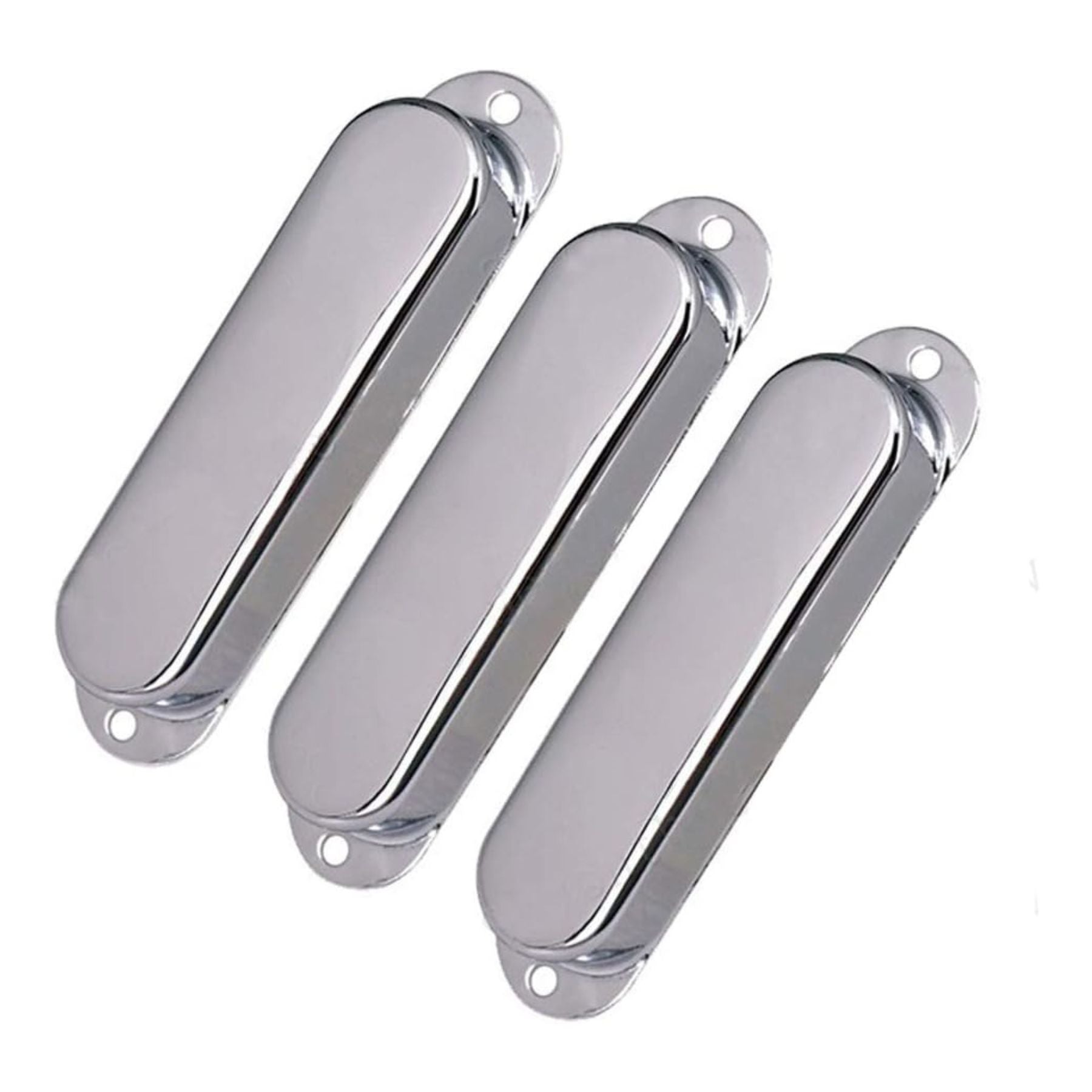 Stratocaster Metal Single Coil Pickup Covers (No Holes) - Chrome 3 Pcs - Ploutone