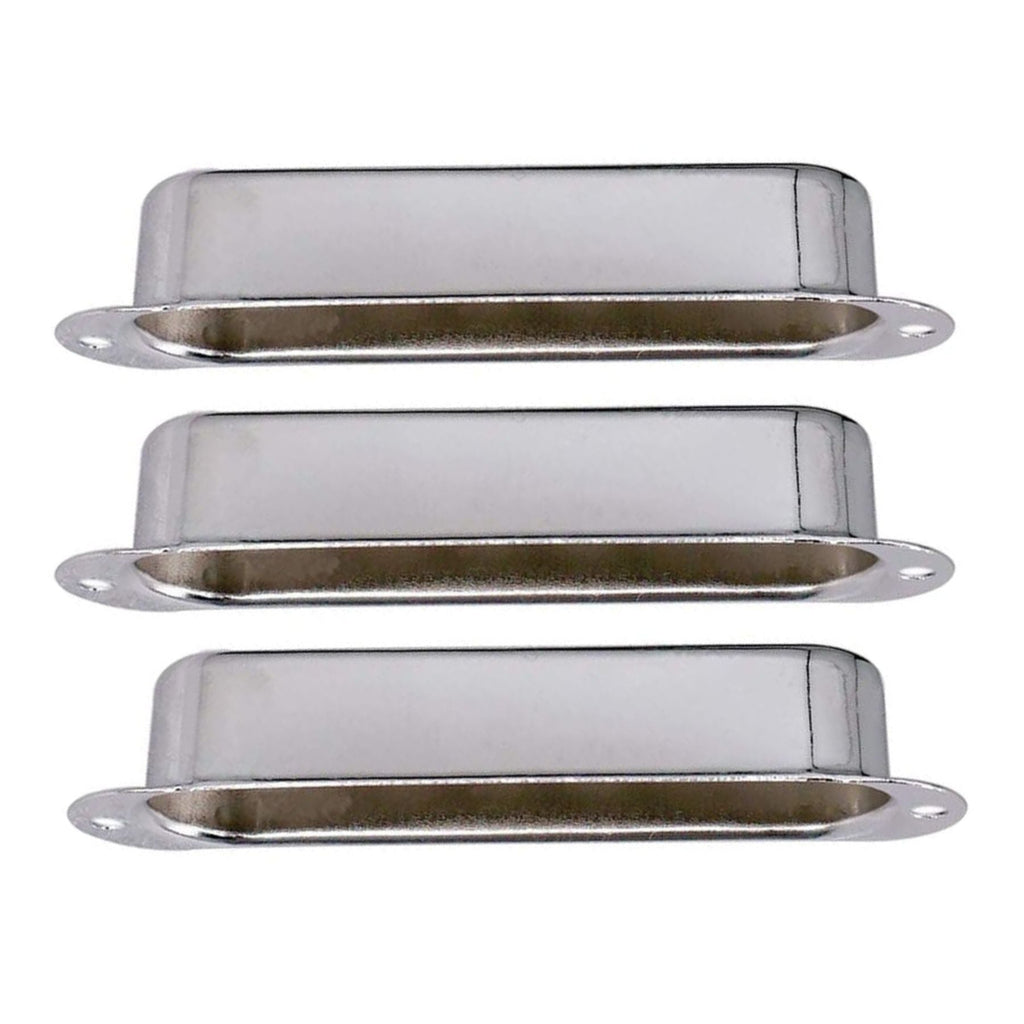 Stratocaster Metal Single Coil Pickup Covers (No Holes) - Chrome 3 Pcs - Ploutone