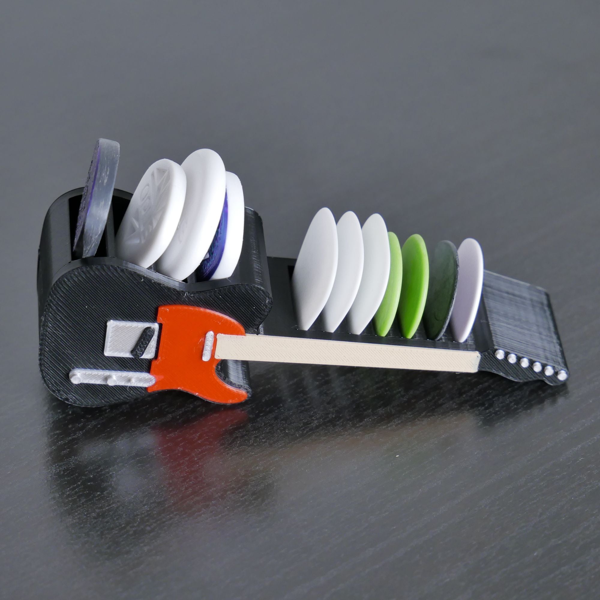 Telecaster Guitar Shaped Guitar Pick Holder - Black and Red - Ploutone