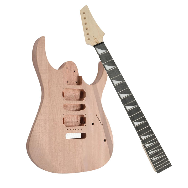 DIY Solderless Super Strat Ibby Style Guitar Kit - Mahogany Body & Maple Neck - Ploutone