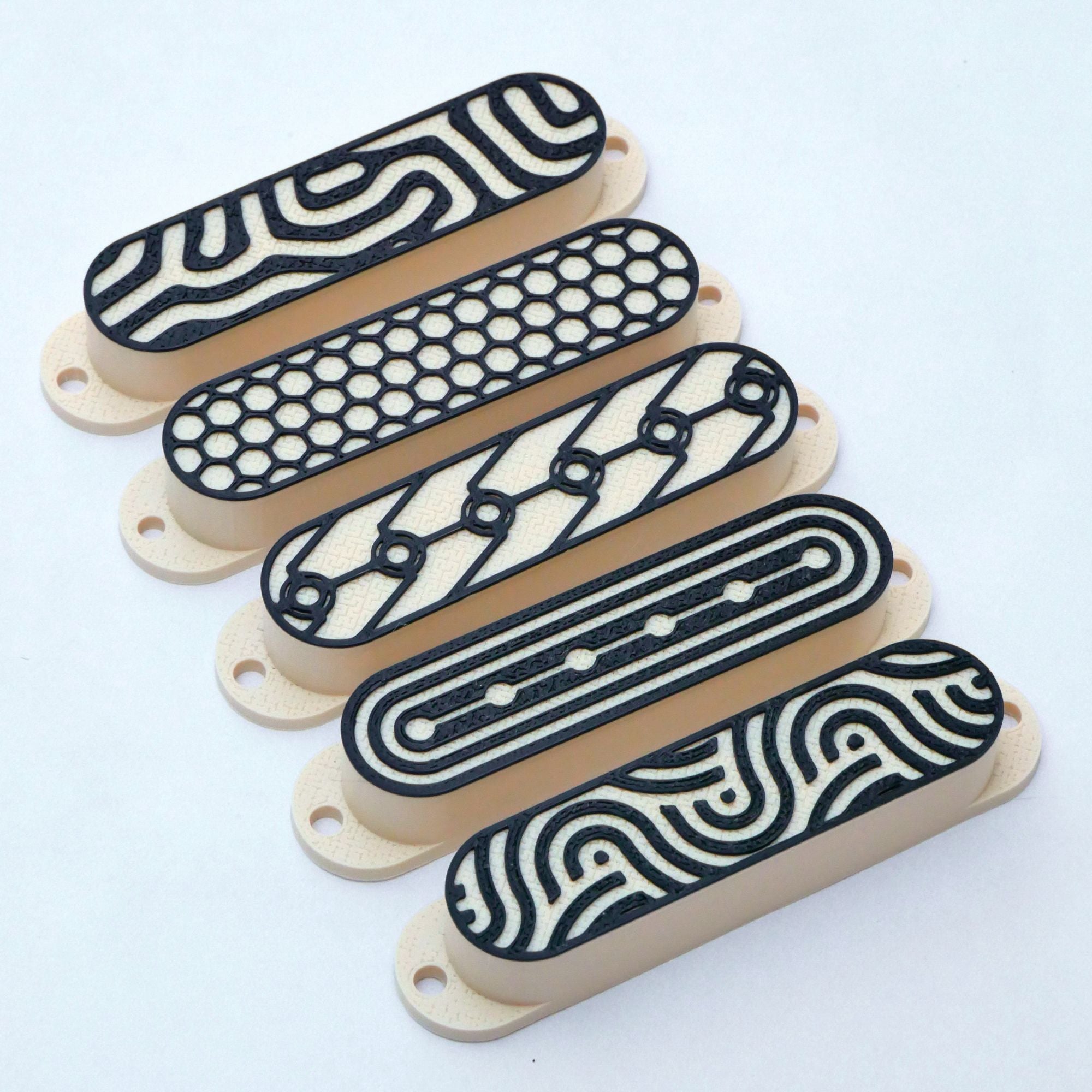 Custom Single Coil Strat Pickup Covers (No Holes) Set of 3 - Cream - Ploutone