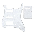 11-Hole HSS Strat Pickguard and Matching Back Plate - 20+ Colors 4-Ply White Pearl - Ploutone