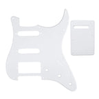 11-Hole HSS Strat Pickguard and Matching Back Plate - 20+ Colors 1-Ply White - Ploutone