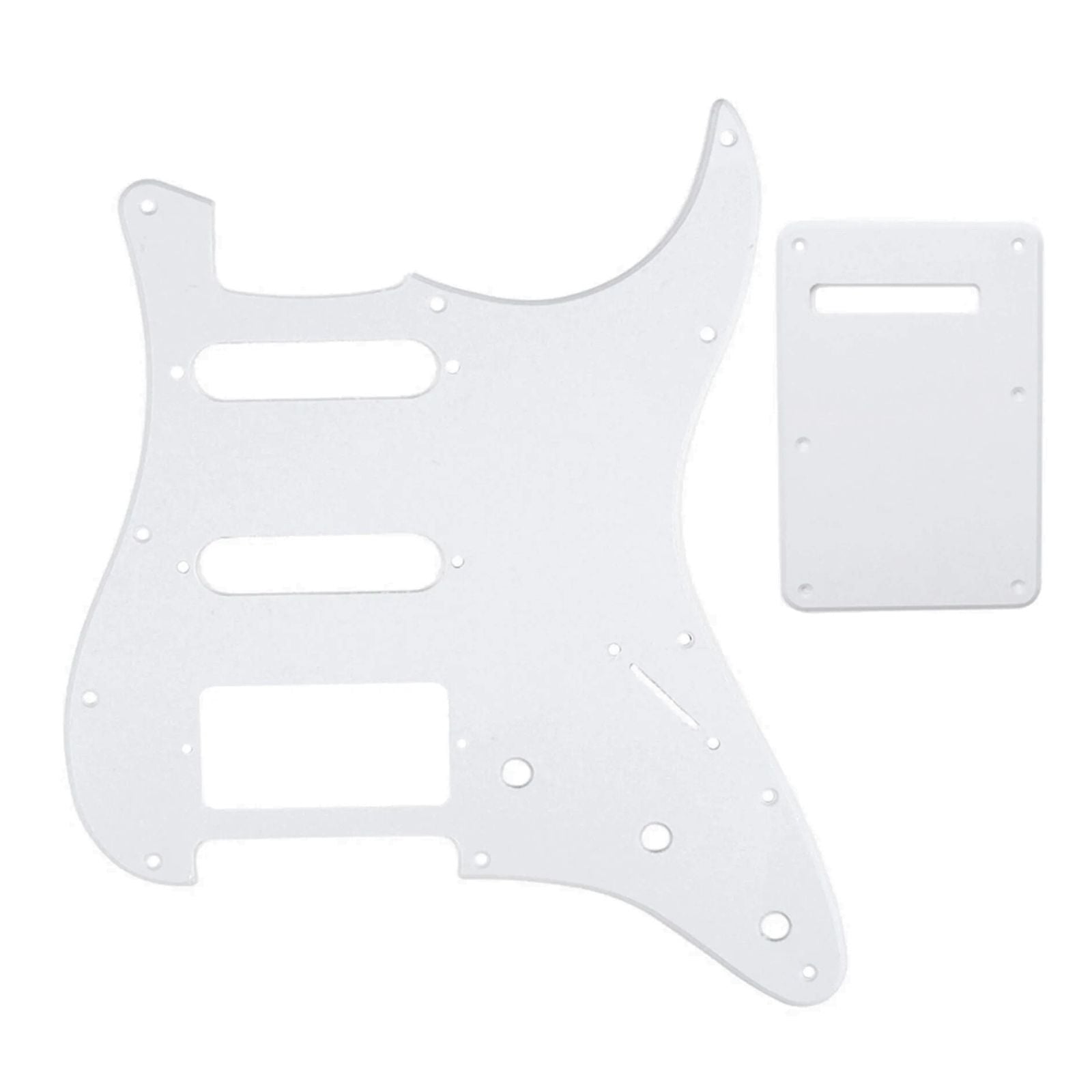 11-Hole HSS Strat Pickguard and Matching Back Plate - 20+ Colors 1-Ply White - Ploutone