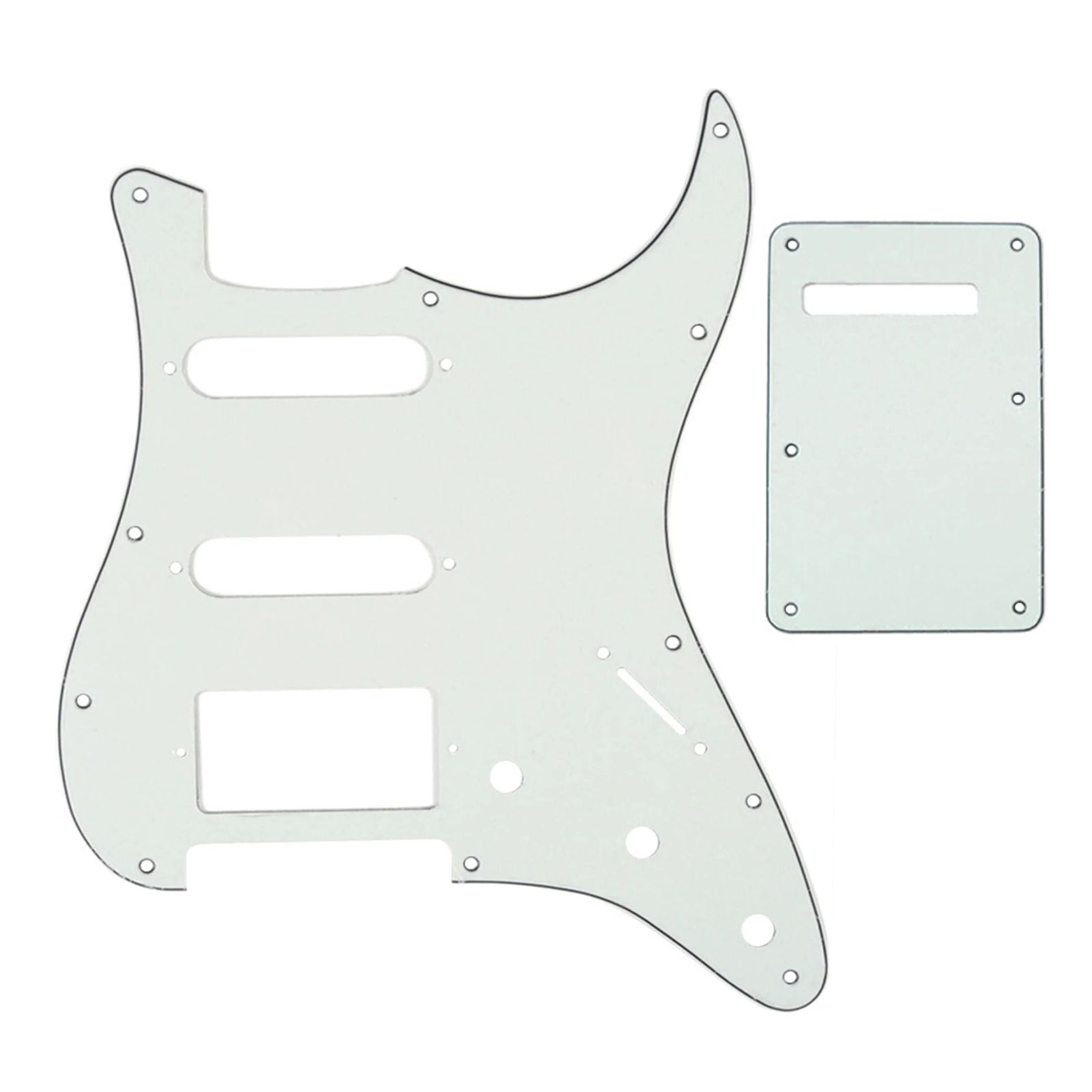 11-Hole HSS Strat Pickguard and Matching Back Plate - 20+ Colors 3-Ply Parchment - Ploutone
