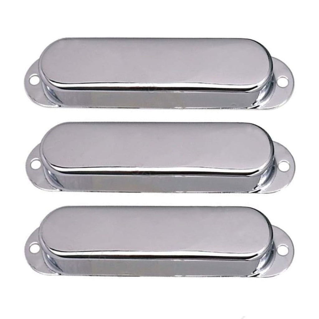 Stratocaster Metal Single Coil Pickup Covers (No Holes) - Chrome 3 Pcs - Ploutone