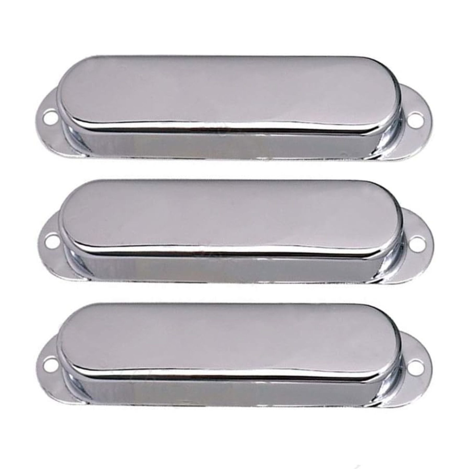 Stratocaster Metal Single Coil Pickup Covers (No Holes) - Chrome 3 Pcs - Ploutone