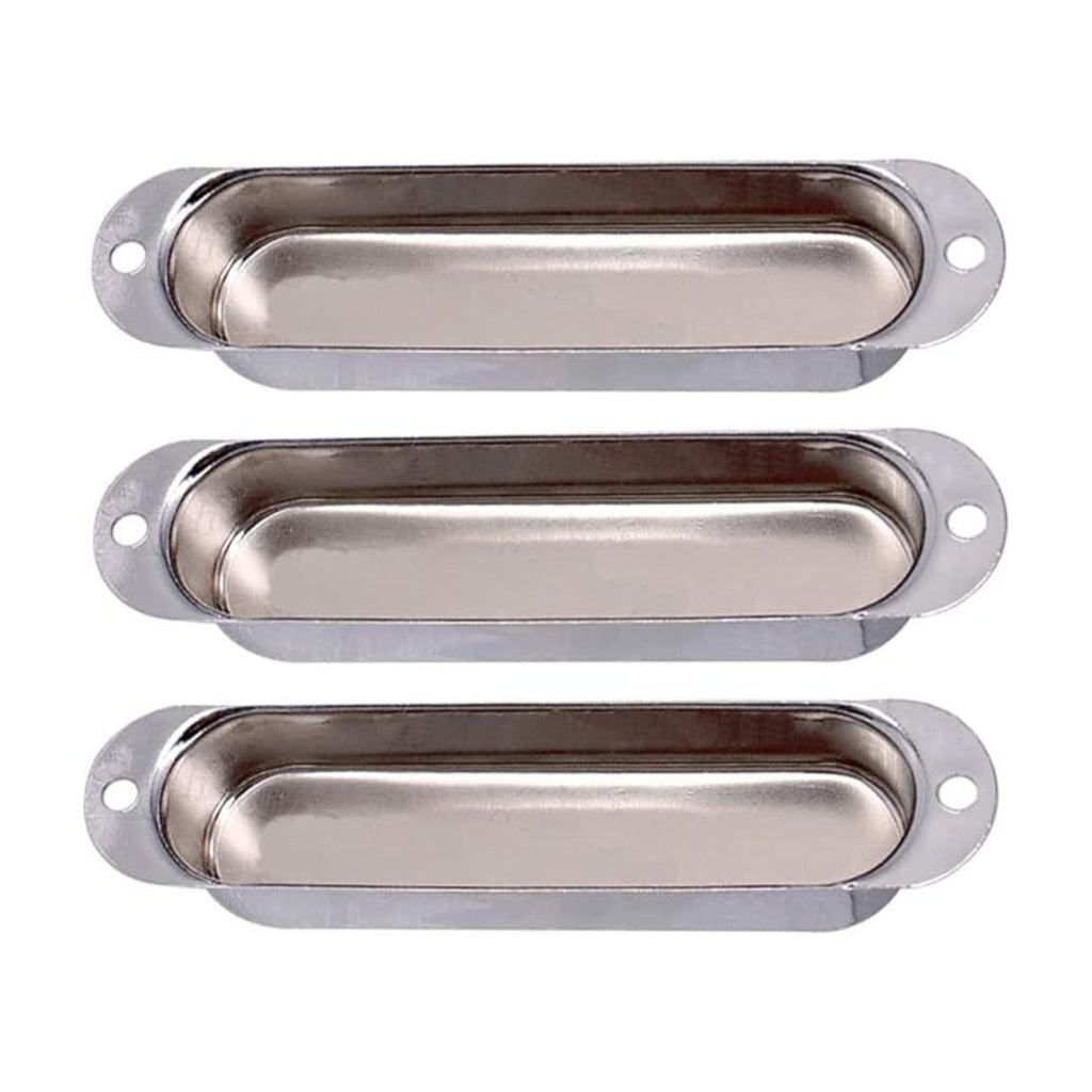 Stratocaster Metal Single Coil Pickup Covers (No Holes) - Chrome 3 Pcs - Ploutone