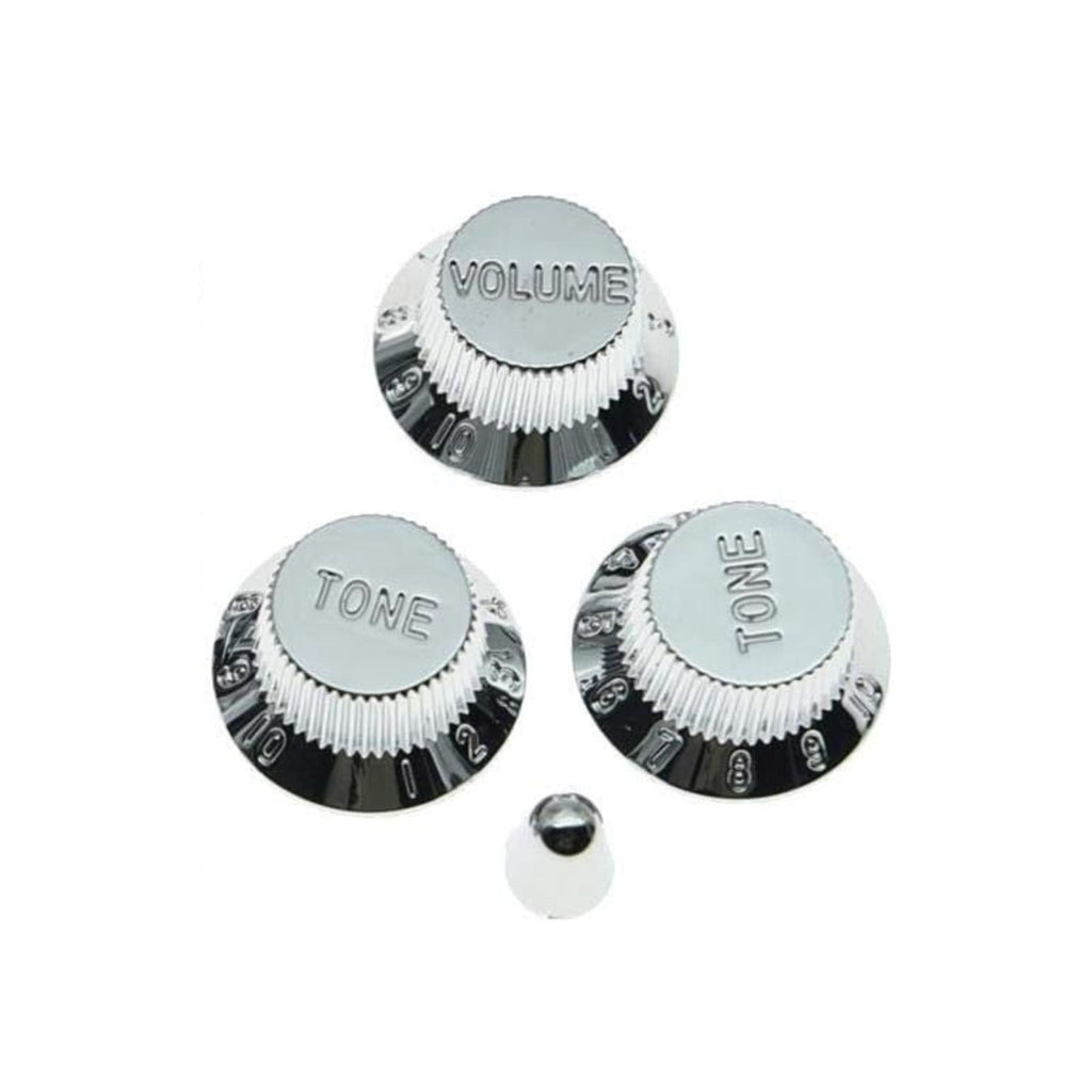 Stratocaster Pickup Covers, Knobs, & Switch Tip Set - Chrome - Ploutone