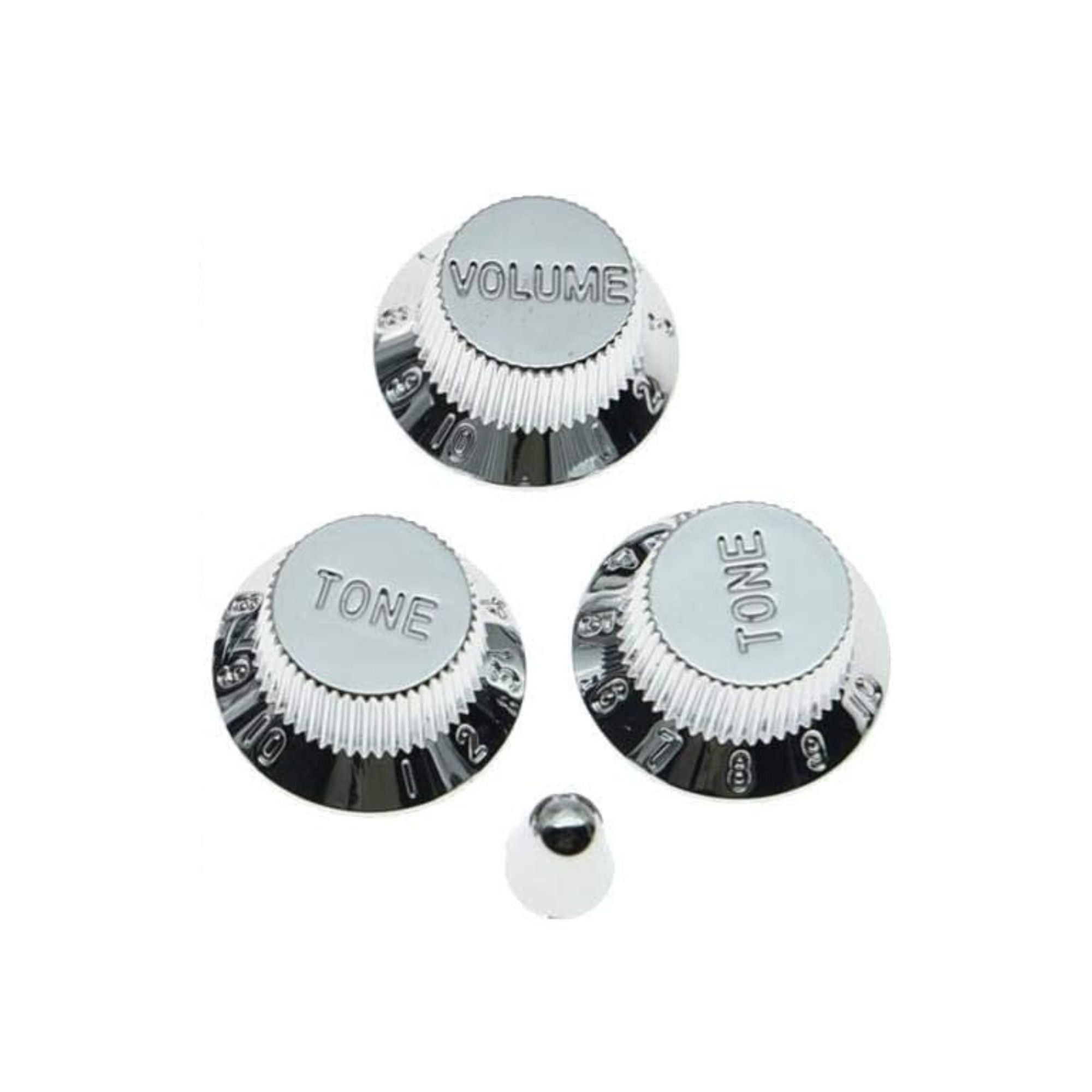 Stratocaster Pickup Covers, Knobs, & Switch Tip Set - Chrome - Ploutone