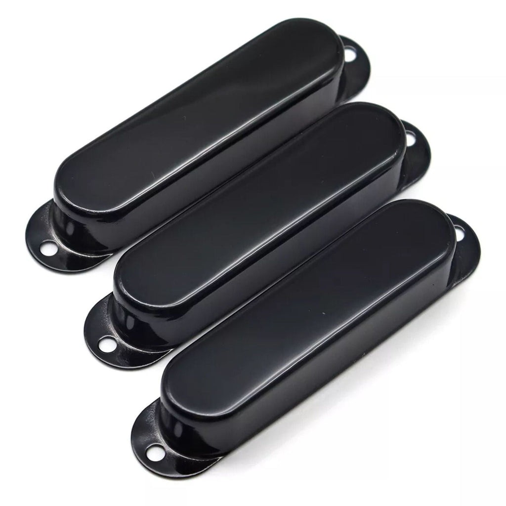 Stratocaster Metal Single Coil Pickup Covers (No Holes) - Black 3 Pcs - Ploutone