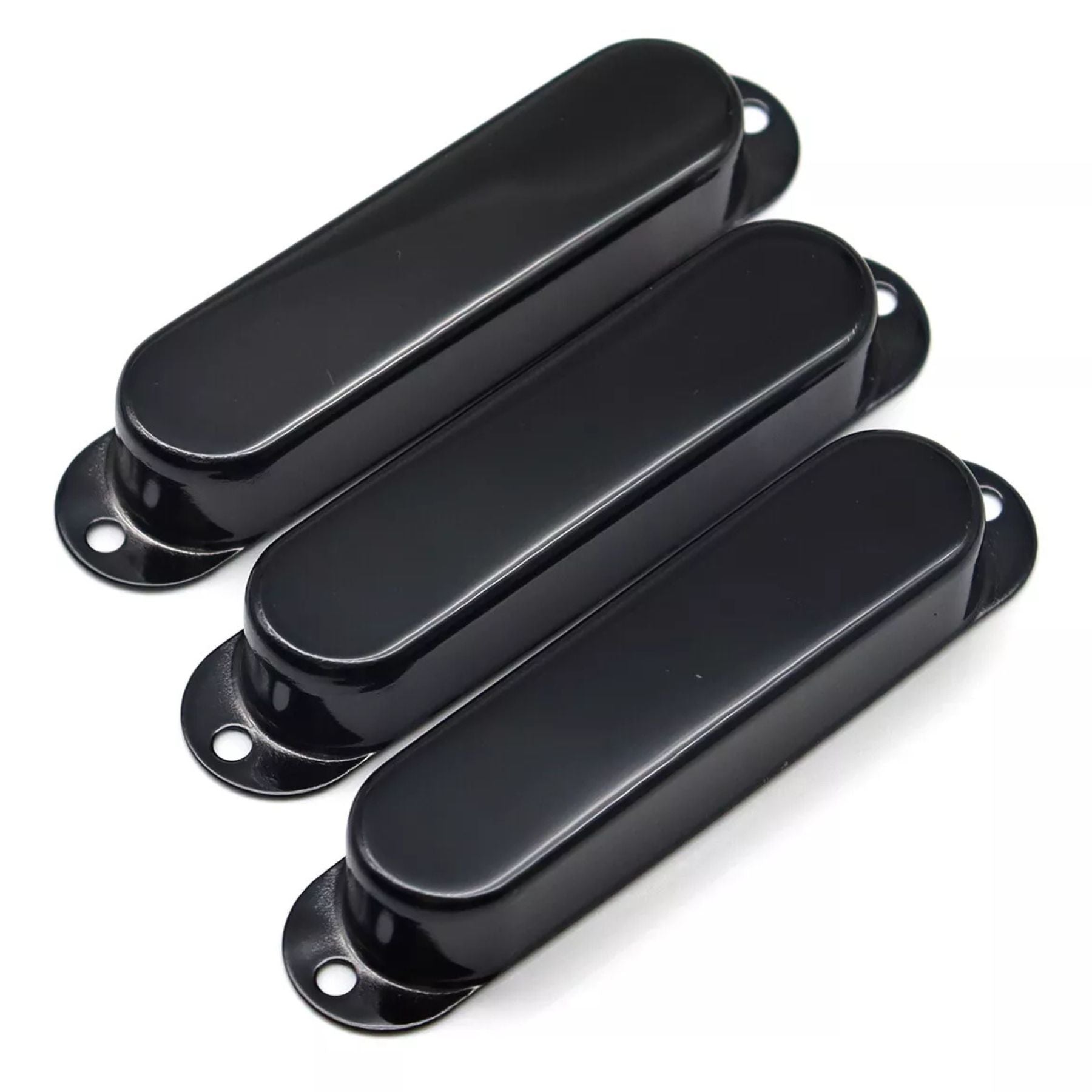 Stratocaster Metal Single Coil Pickup Covers (No Holes) - Black 3 Pcs - Ploutone