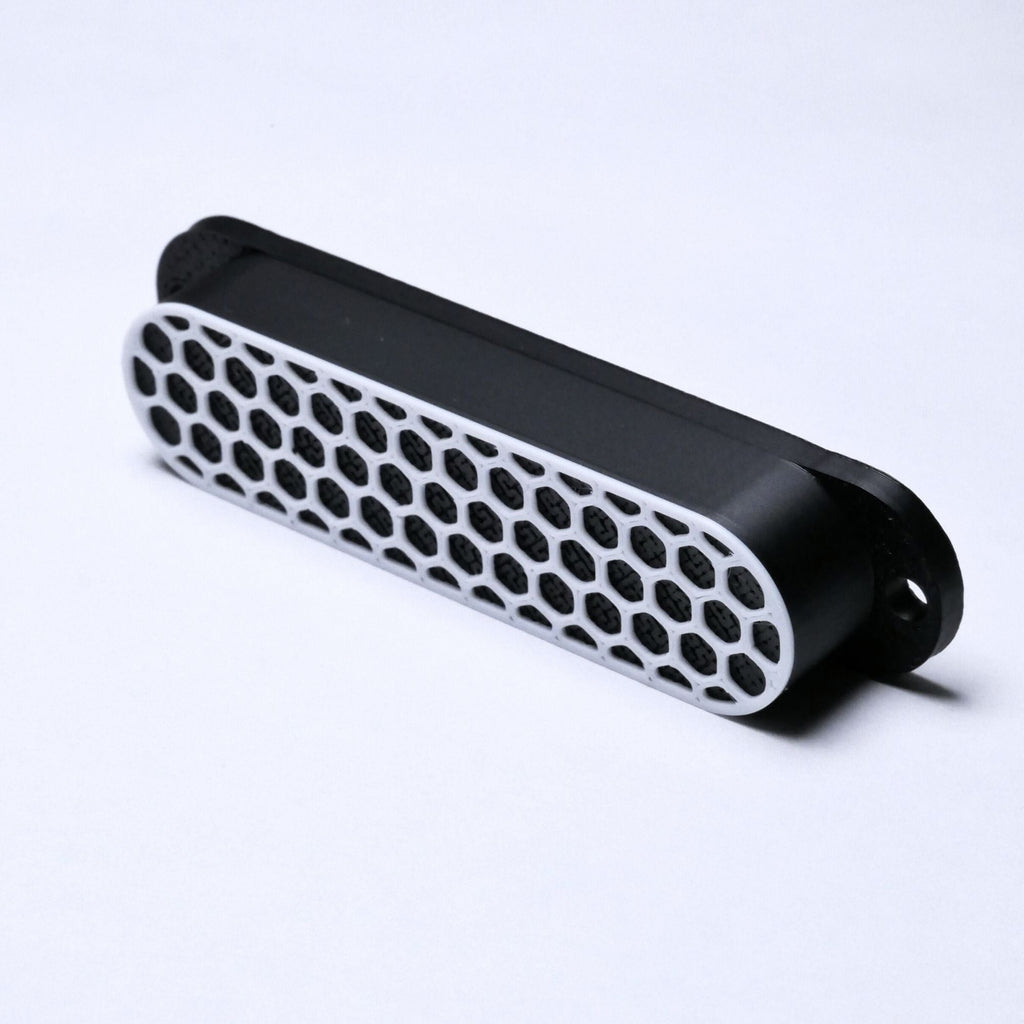 Custom Single Coil Strat Pickup Covers (No Holes) Set of 3 - Black/ White - Ploutone