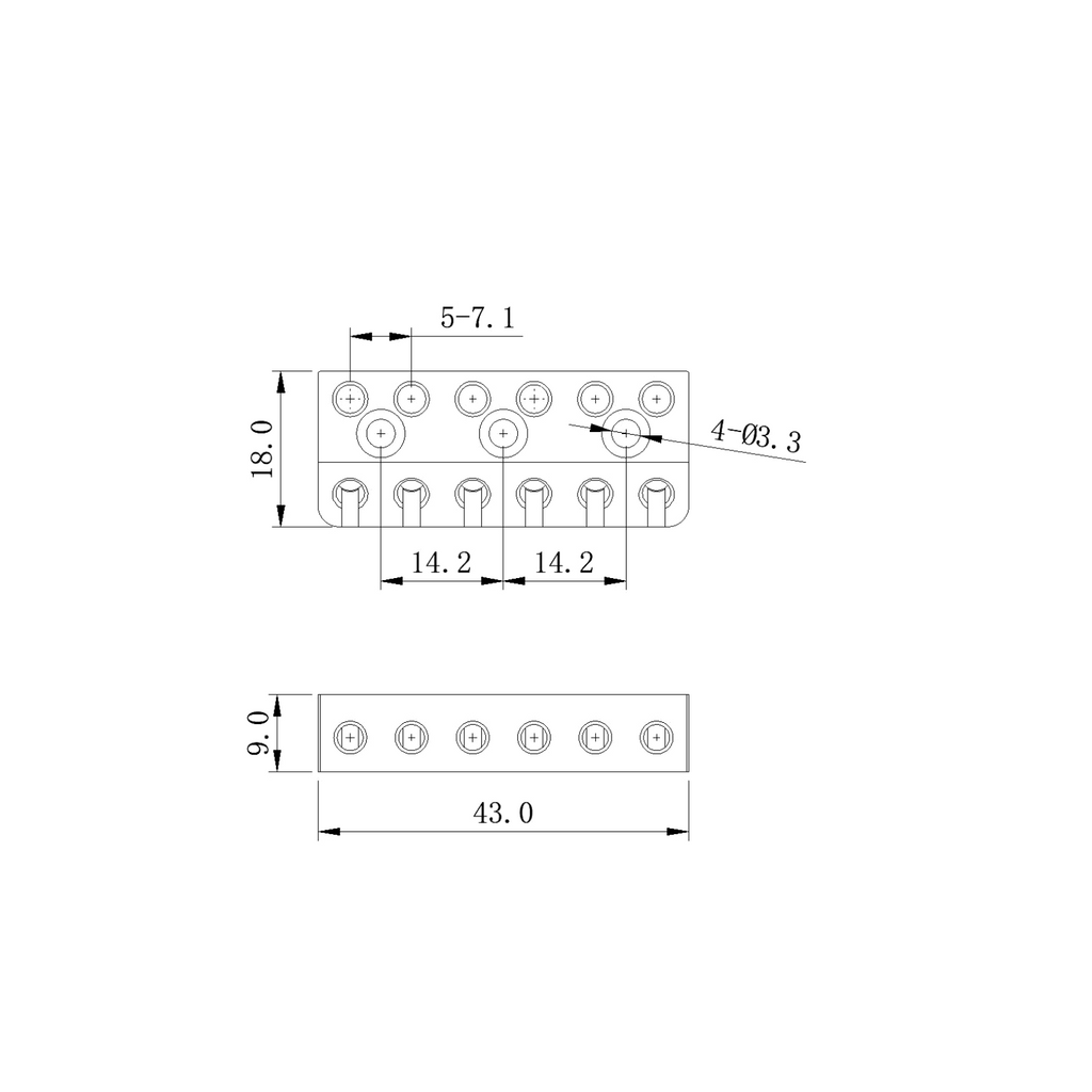 Guyker 6-String Headless Guitar Bridge - Ploutone