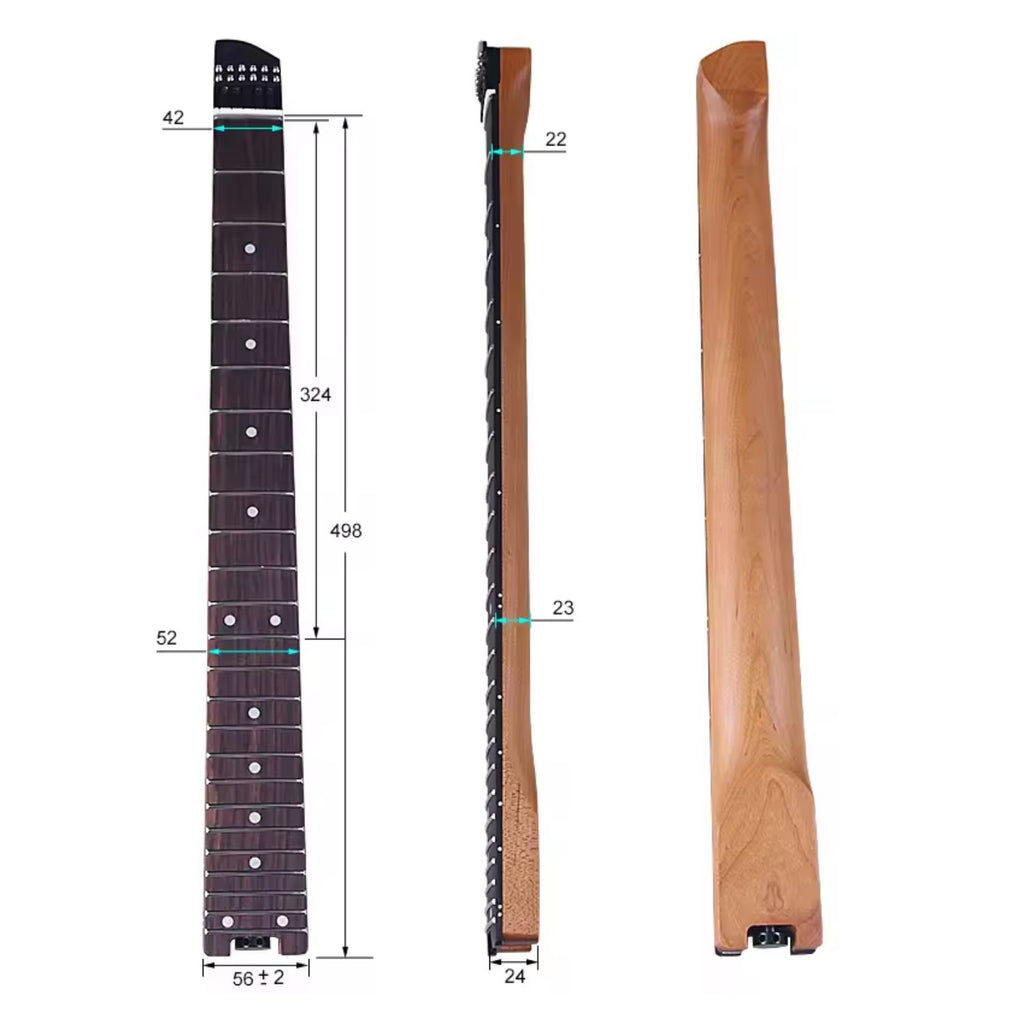 Headless Guitar Neck with Hardware - Roasted Maple & Rosewood - Ploutone