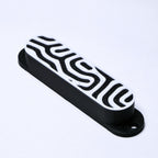 Custom Single Coil Strat Pickup Covers (No Holes) Set of 3 - Black/ White Topo - Ploutone