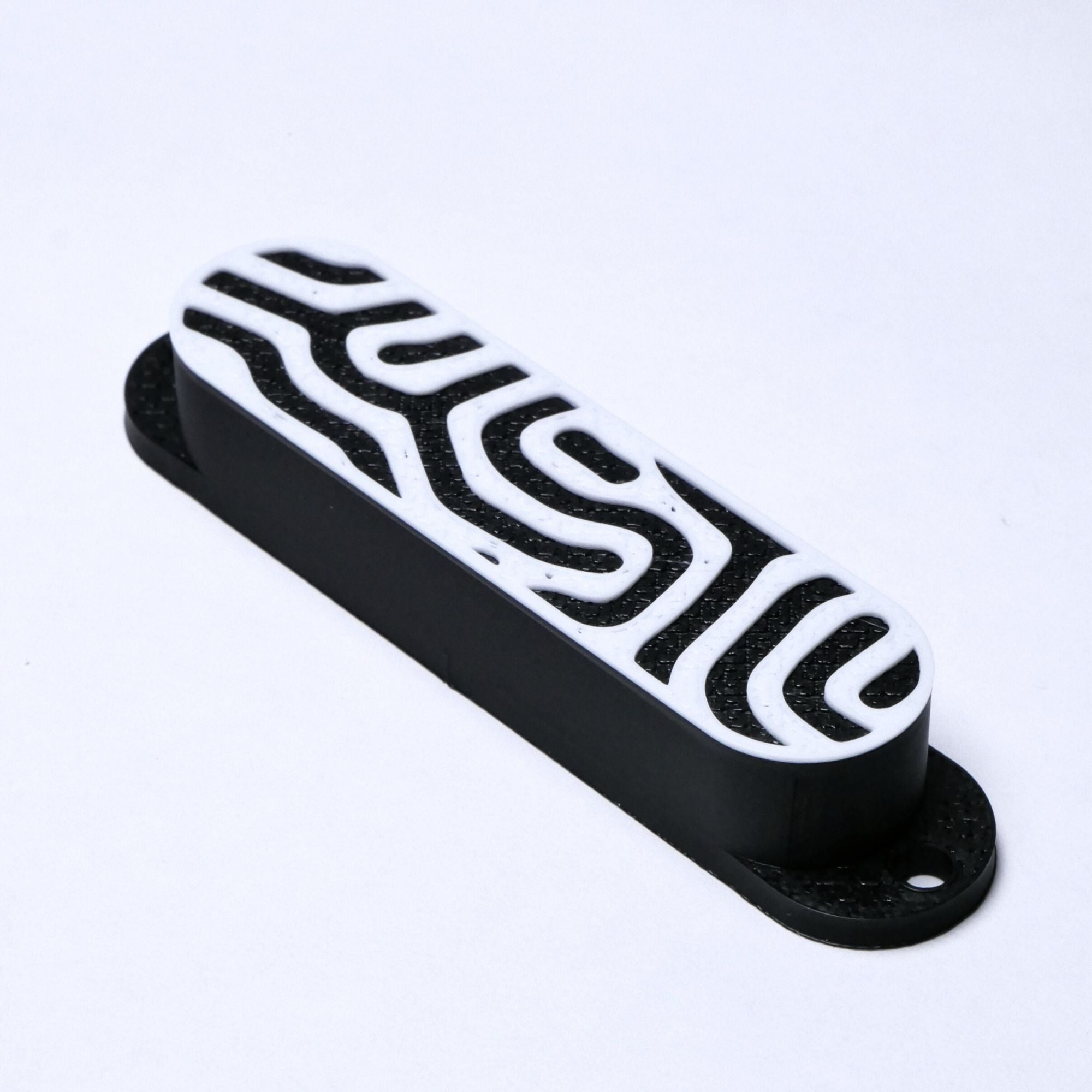 Custom Single Coil Strat Pickup Covers (No Holes) Set of 3 - Black/ White Topo - Ploutone