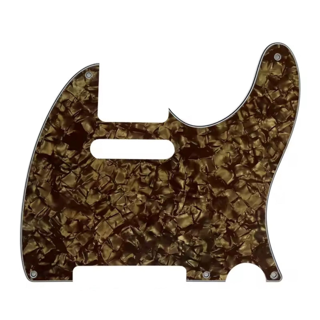 5-Hole Telecaster Pickguard - 4-Ply Brown Pearl SS Telecaster Pickguards from Ploutone