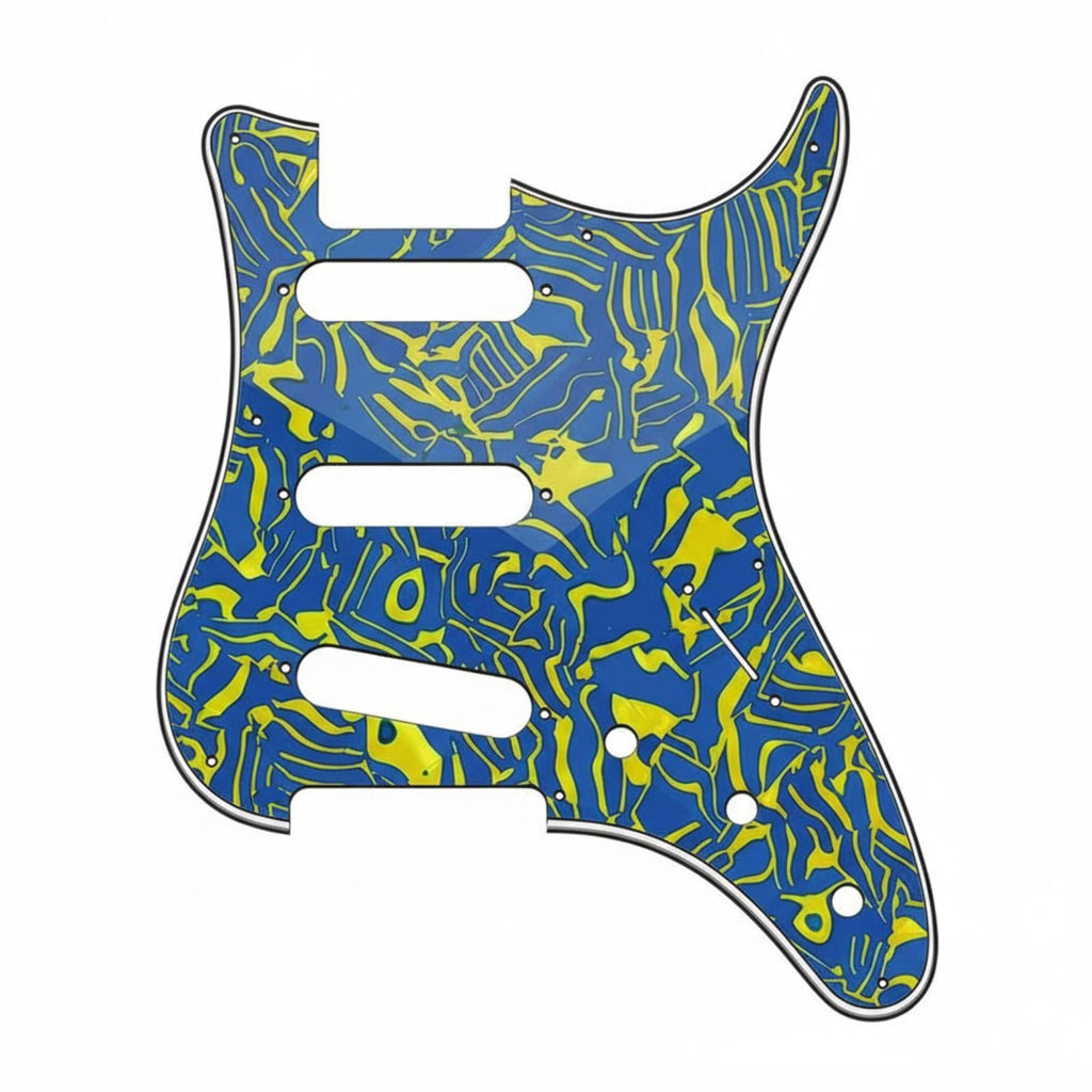 PRS Silver Sky Pickguard 8-Hole SSS - 30+ Colors 4-Ply Blue Shell - Ploutone