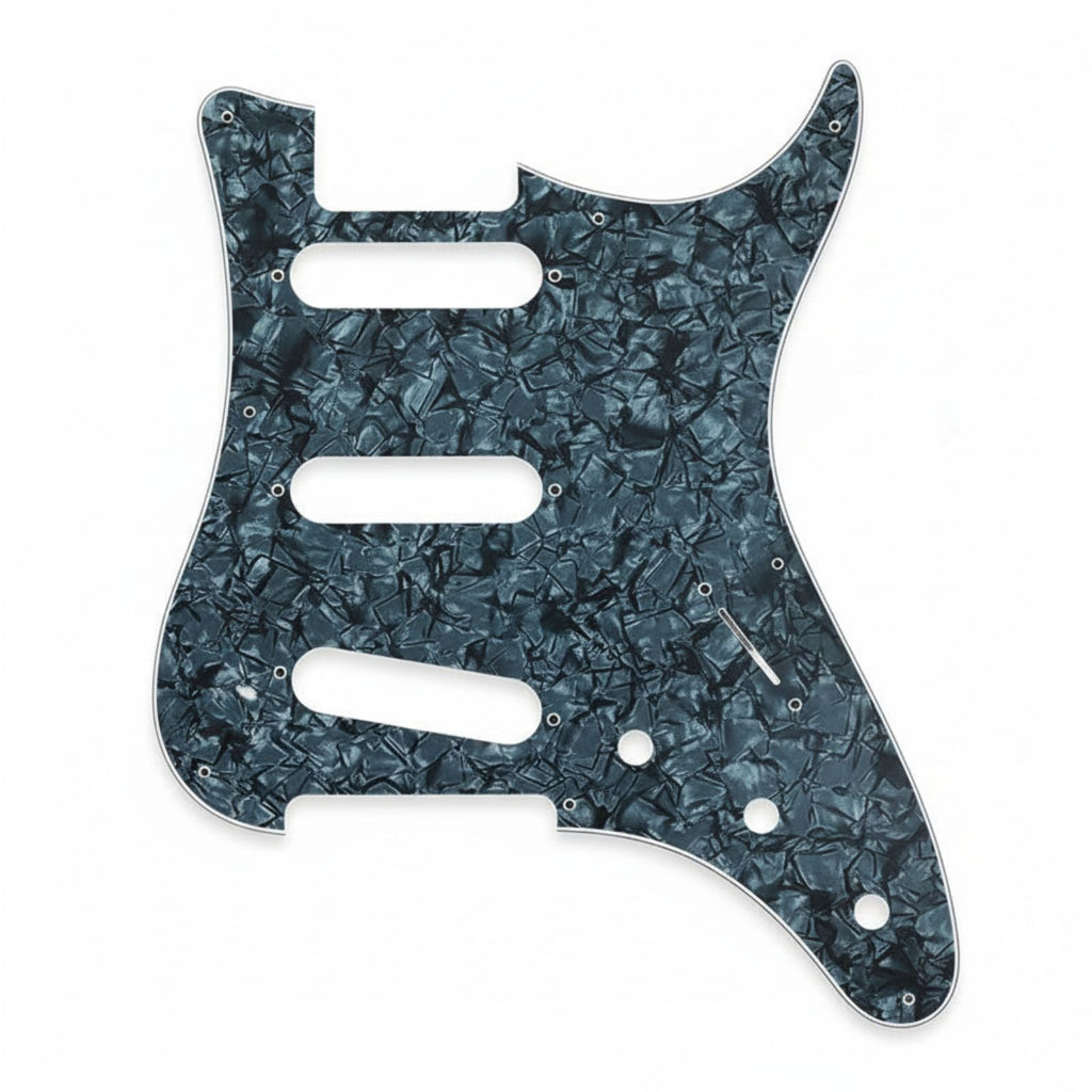 PRS Silver Sky Pickguard 8-Hole SSS - 30+ Colors 4-Ply Black Pearl - Ploutone