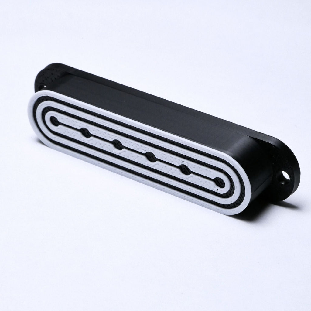 Custom Single Coil Strat Pickup Covers (No Holes) Set of 3 - Black/ White - Ploutone