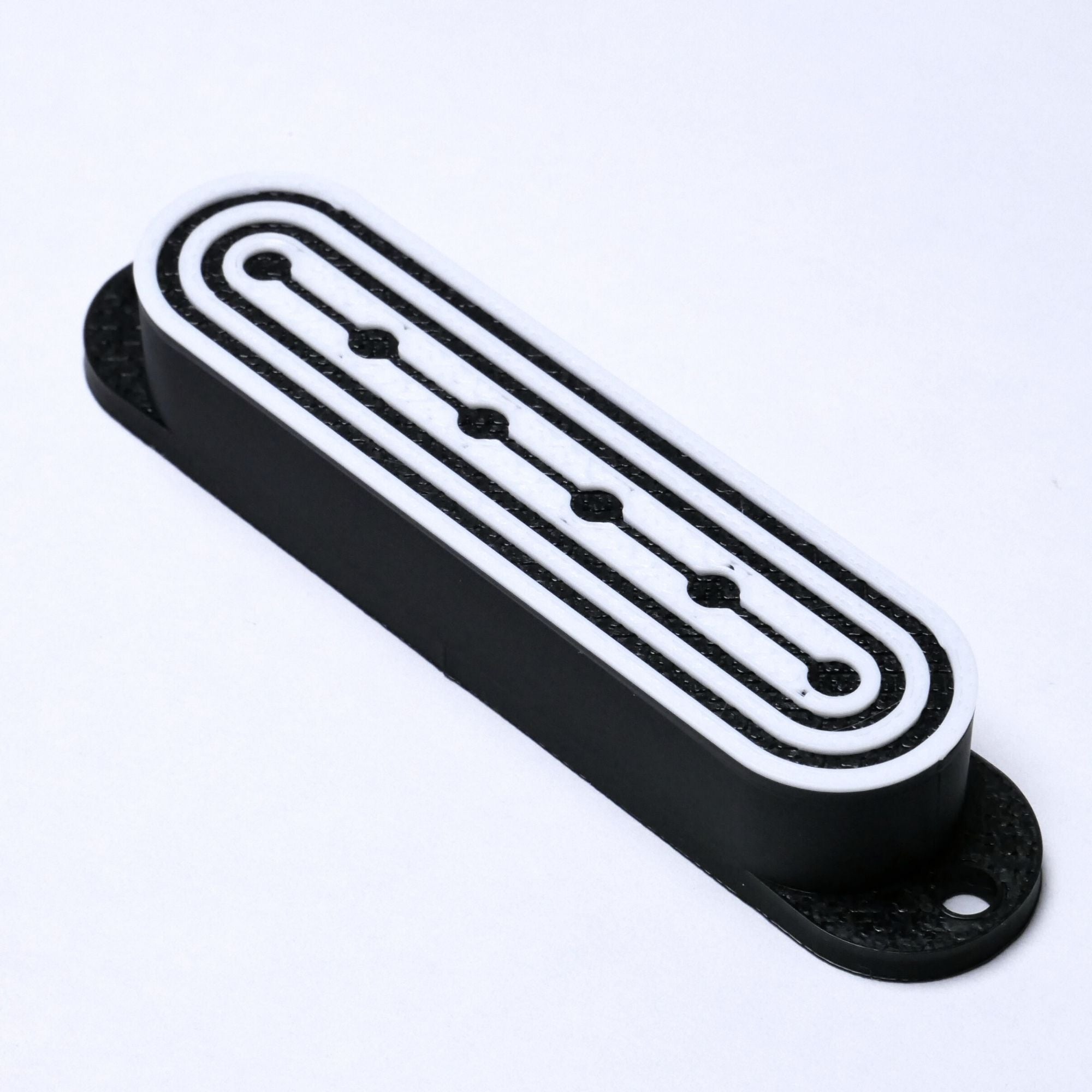 Custom Single Coil Strat Pickup Covers (No Holes) Set of 3 - Black/ White Deco - Ploutone