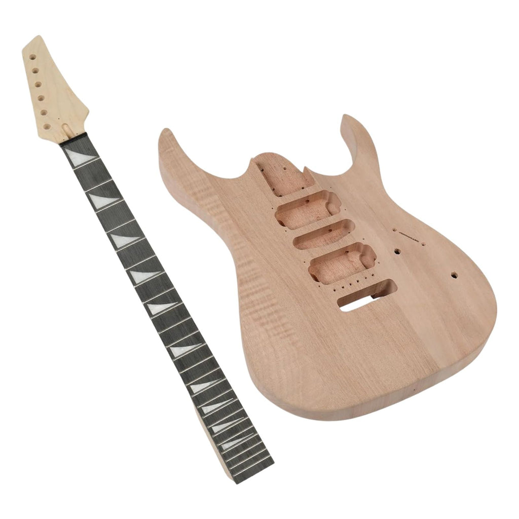 DIY Solderless Super Strat Ibby Style Guitar Kit - Mahogany Body & Maple Neck - Ploutone