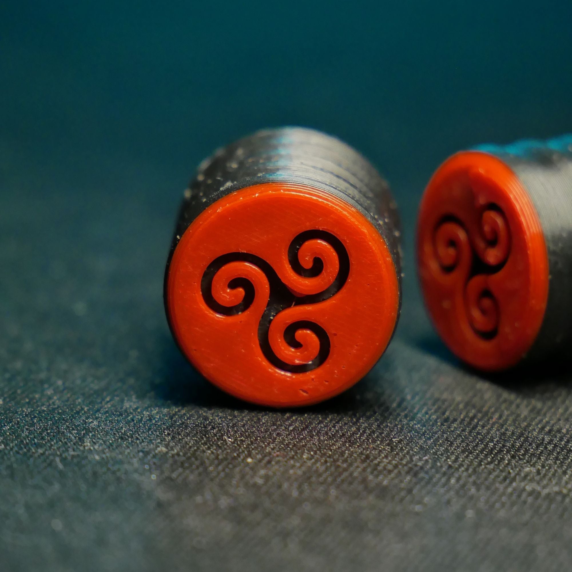 Opus Guitar Knobs - Crimson Red and Black Triskele Sigil - Ploutone