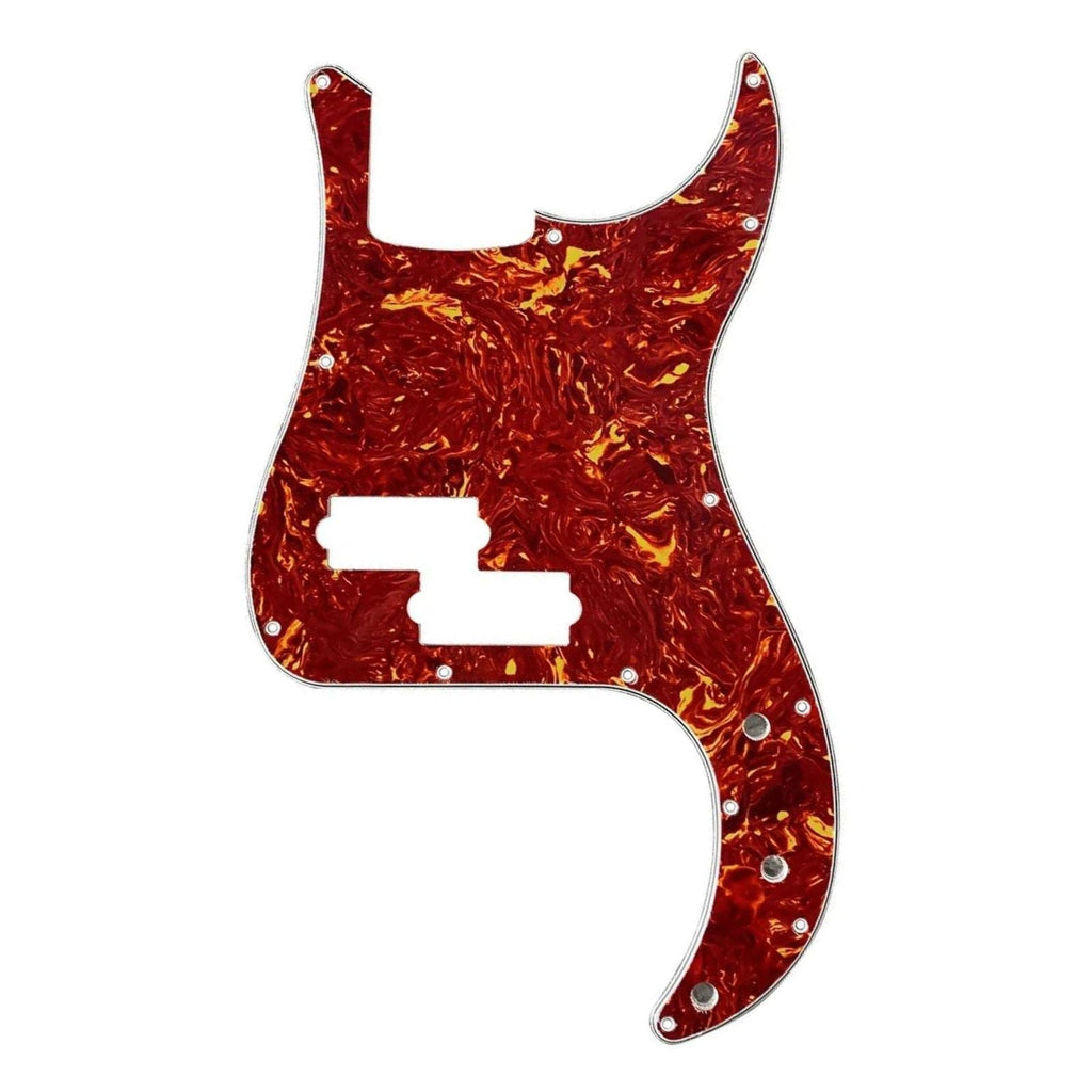 Precision Bass Pickguard - 13-Hole Fits Fender 4-String USA/MIM P-Bass - 4-Ply Red Tortoise - Ploutone