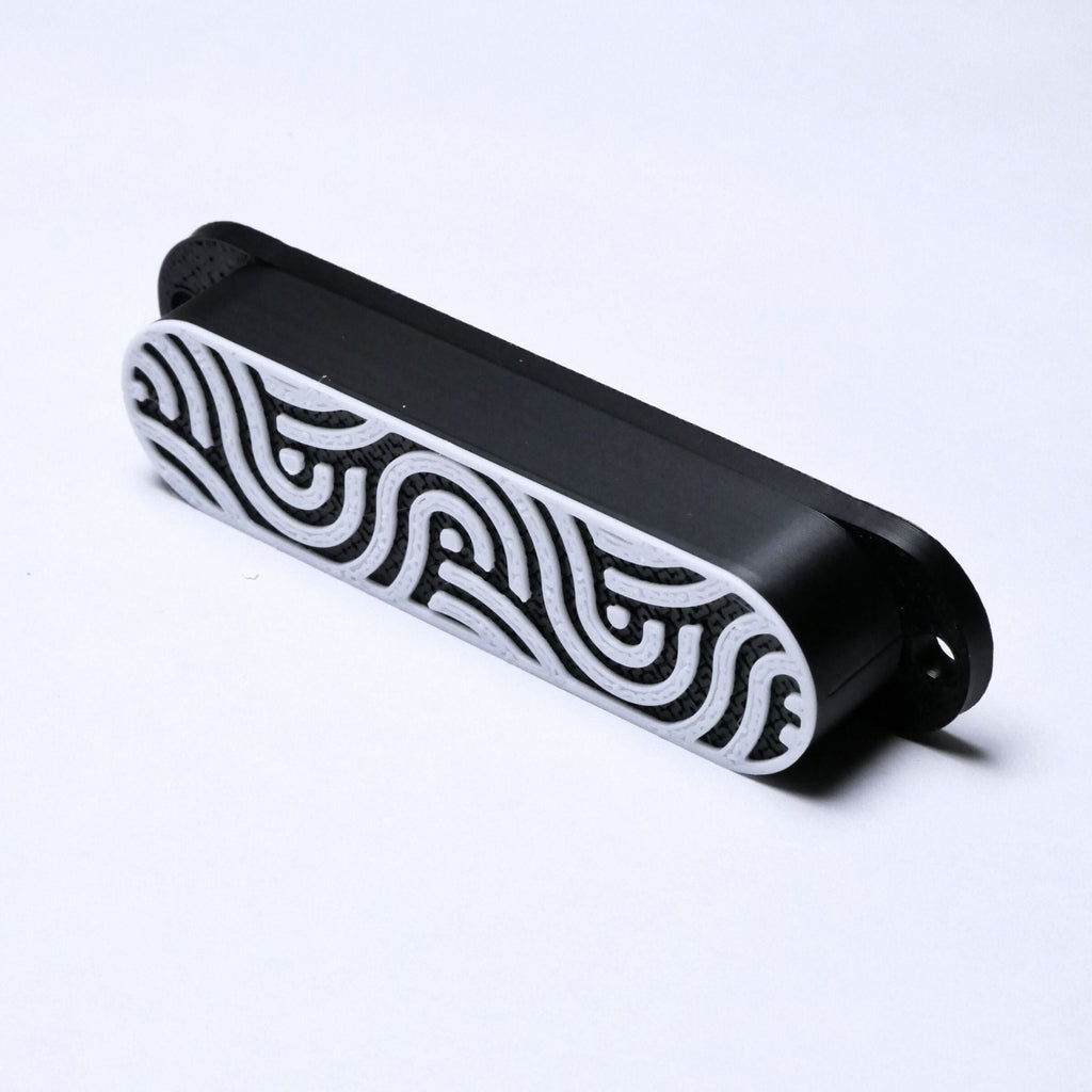 Custom Single Coil Strat Pickup Covers (No Holes) Set of 3 - Black/ White - Ploutone