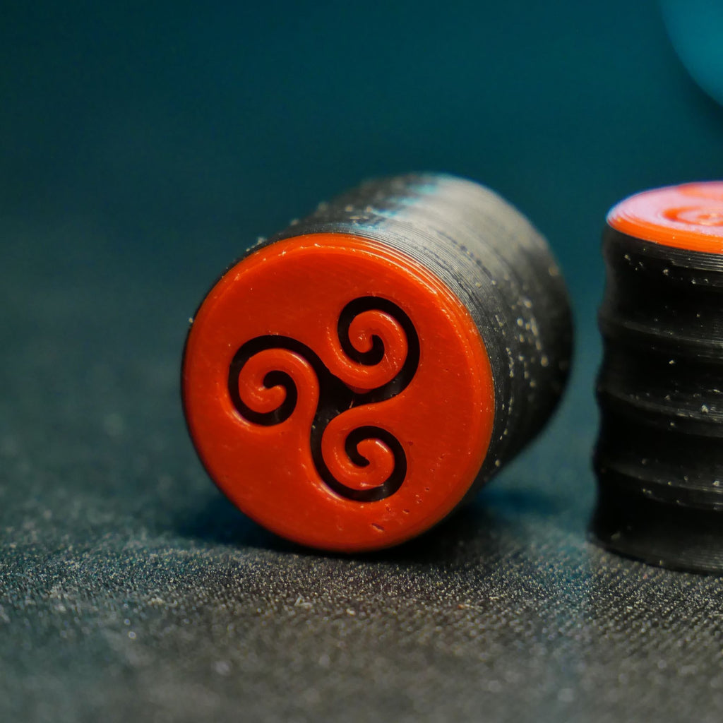 Opus Guitar Knobs - Crimson Red and Black Triskele Sigil - Ploutone