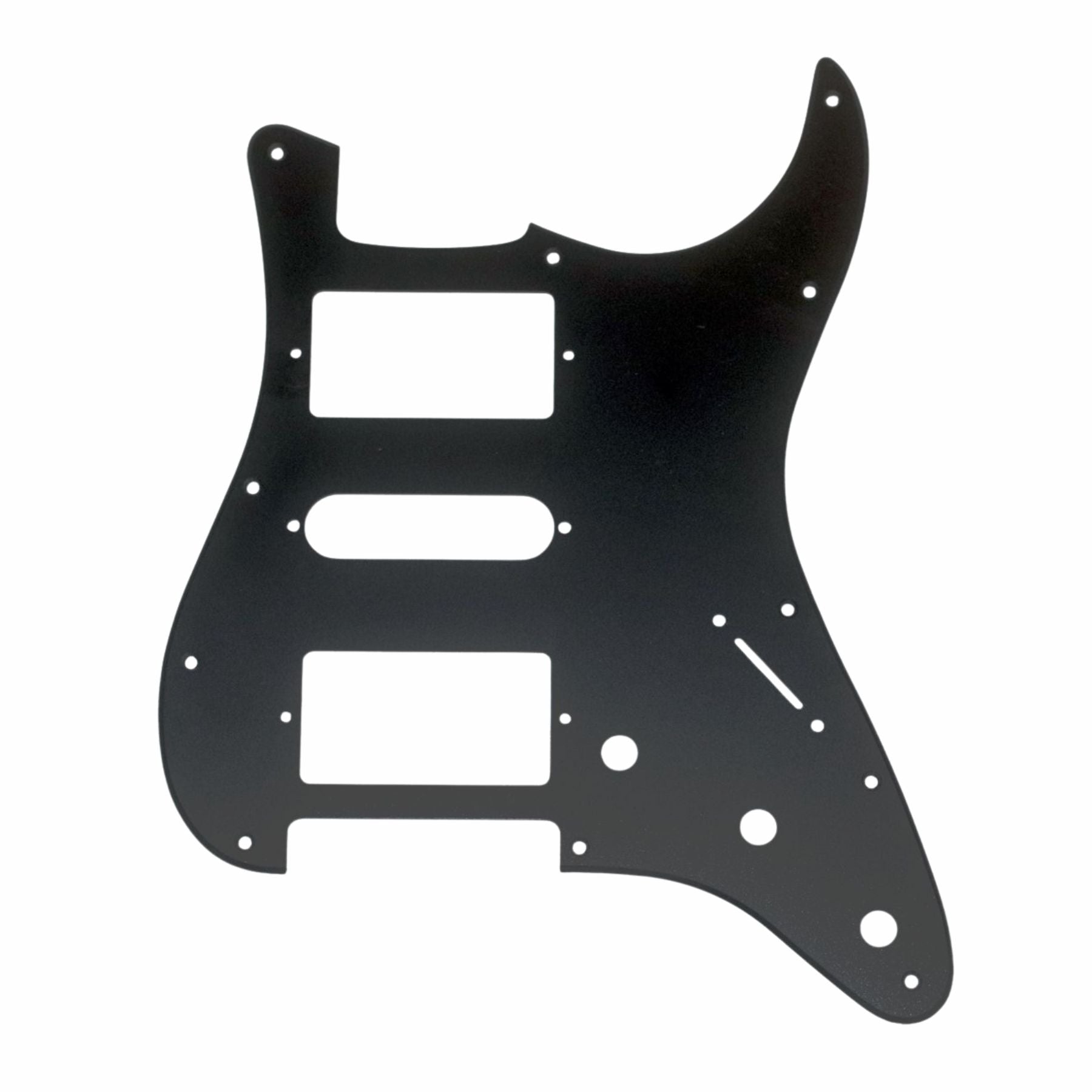 11-Hole HSH Strat Pickguard (Square Corner) - 15+ Colors 1-Ply Matte Black - Ploutone