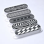 Custom Single Coil Strat Pickup Covers (No Holes) Set of 3 - White/ Black - Ploutone