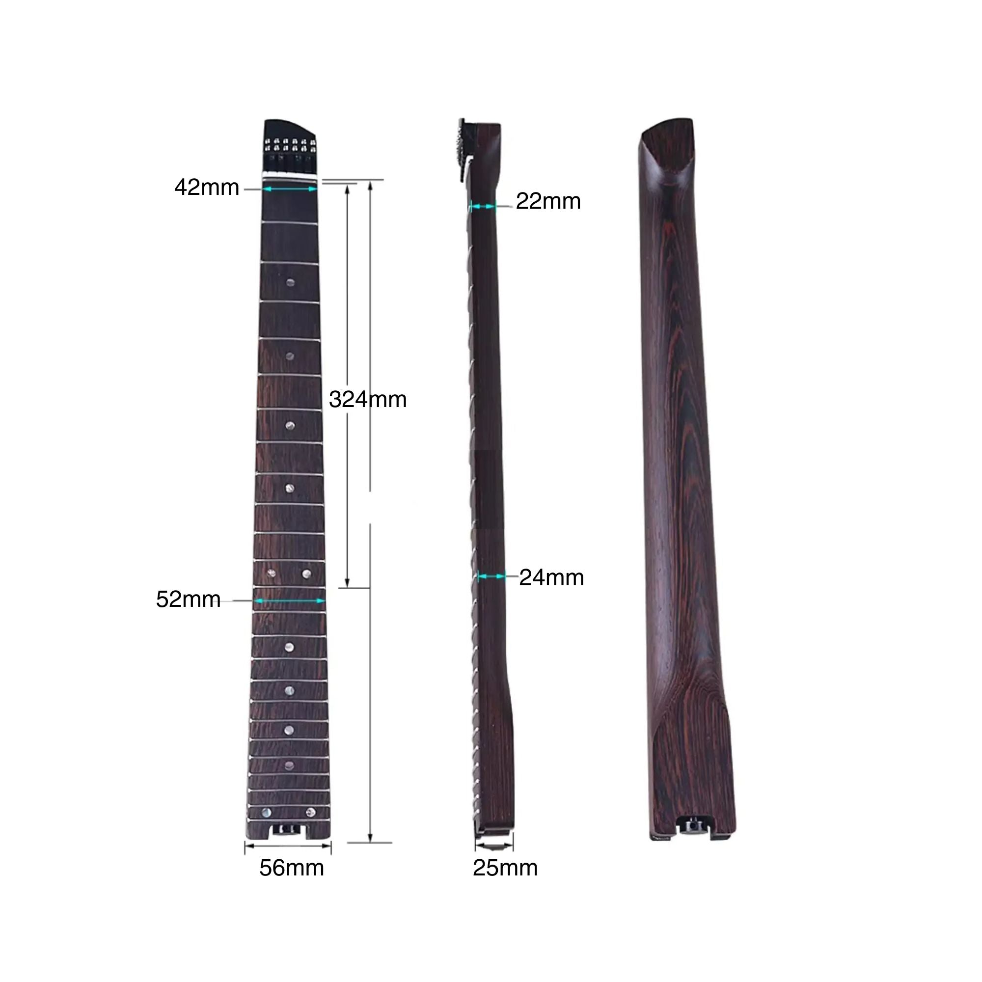 Headless Wenge Guitar Neck with Hardware - Ploutone