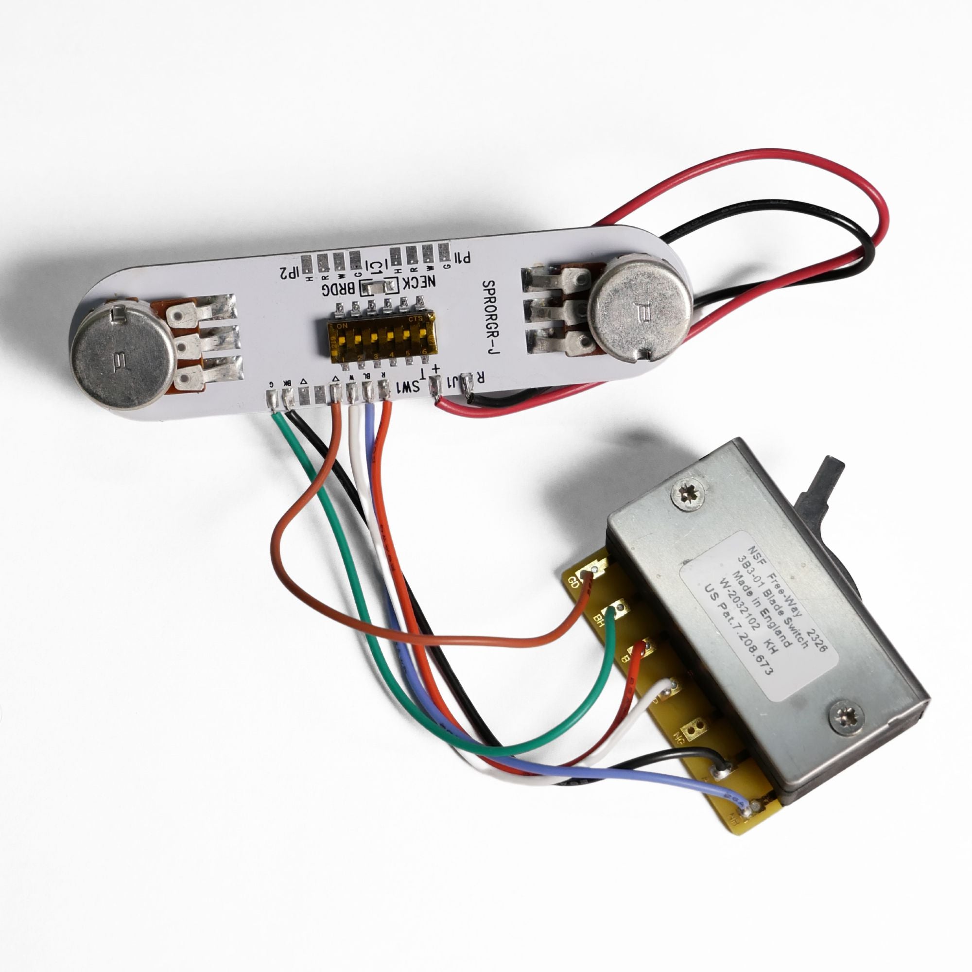 S-PRO HH & Coil Split Guitar Wiring Harness (SPRORGRJ) - 3.034" (77.07 mm) Pot Spacing - Ploutone