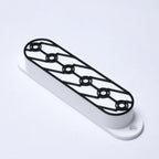Custom Single Coil Strat Pickup Covers (No Holes) Set of 3 - White/ Black Interlink - Ploutone